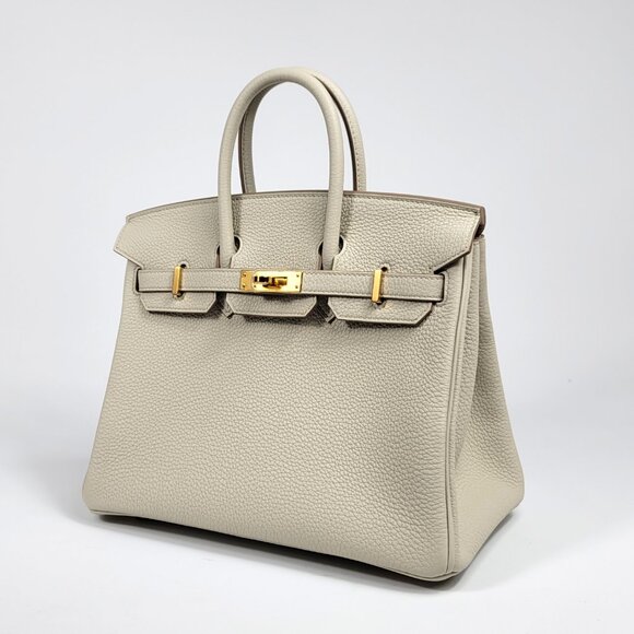 NEW Full Gift Box Receipt HERMES Birkin 25 Beton Togo Leather Gold Tote Bag - Picture 5 of 14